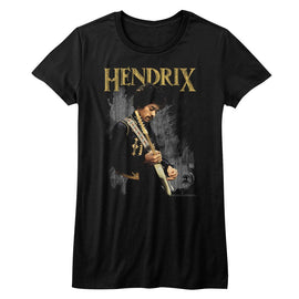 Jimi Hendrix-Hendirx-Black Ladies S/S T-Shirt - Black