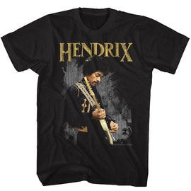 Jimi Hendrix-Hendirx-Black Adult S/S T-Shirt - Black