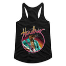 Jimi Hendrix-Neon-Black Ladies Slimfit Racerback-S - Black