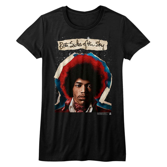 Jimi Hendrix-Both Sides-Black Ladies S/S T-Shirt - Black