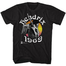 Jimi Hendrix-Hendrix 69-Black Adult S/S T-Shirt - Black