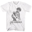 Jimi Hendrix-Ghost Jimi-White Adult S/S T-Shirt - White