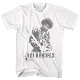 Jimi Hendrix-Ghost Jimi-White Adult S/S T-Shirt - White