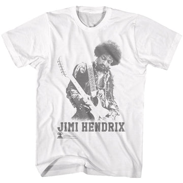 Jimi Hendrix-Ghost Jimi-White Adult S/S T-Shirt - White