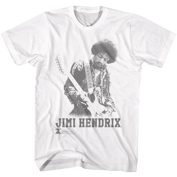 Jimi Hendrix-Ghost Jimi-White Adult S/S T-Shirt - White