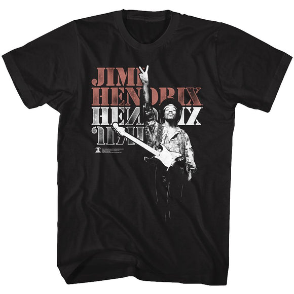 Jimi Hendrix-Peace-Black Adult S/S T-Shirt - Black
