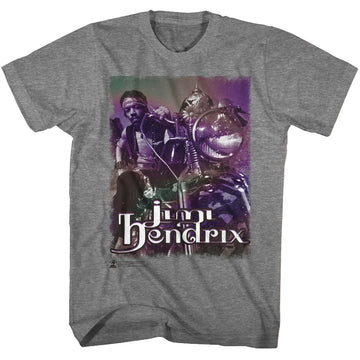 Jimi Hendrix-South Saturn Delta-Graphite Heather Adult S/S T-Shirt - Graphite Heather