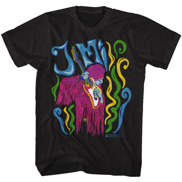 Jimi Hendrix-Psychadelic-Black Adult S/S T-Shirt - Black