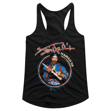 Jimi Hendrix-Hawaii 69-Black Ladies Slimfit Racerback-S - Black