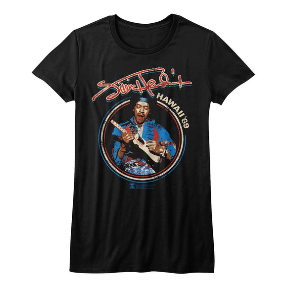 Jimi Hendrix-Hawaii 69-Black Ladies S/S T-Shirt - Black