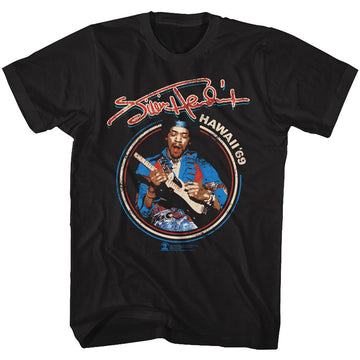 Jimi Hendrix-Hawaii 69-Black Adult S/S T-Shirt - Black