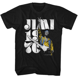 Jimi Hendrix-Peace Jimi-Black Adult S/S T-Shirt - Black