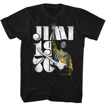Jimi Hendrix-Peace Jimi-Black Adult S/S T-Shirt - Black