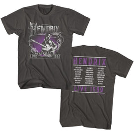 Jimi Hendrix-Live 1969-Smoke Adult S/S T-Shirt ***F&B*** - Smoke