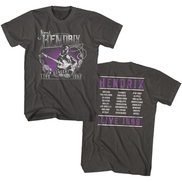 Jimi Hendrix-Live 1969-Smoke Adult S/S T-Shirt ***F&B*** - Smoke
