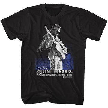 Jimi Hendrix-Northern Cali-Black Adult S/S T-Shirt - Black
