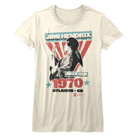 Jimi Hendrix-Atlanta-Vintage White Ladies S/S T-Shirt - Vintage White