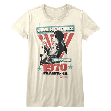 Jimi Hendrix-Atlanta-Vintage White Ladies S/S T-Shirt - Vintage White