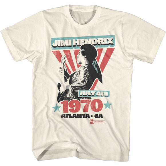 Jimi Hendrix-Atlanta-Natural Adult S/S T-Shirt - Natural