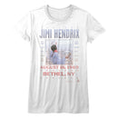 Jimi Hendrix-Woodstock-White Ladies S/S T-Shirt - White