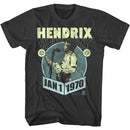 Jimi Hendrix-January 1970-Smoke Adult S/S T-Shirt - Smoke