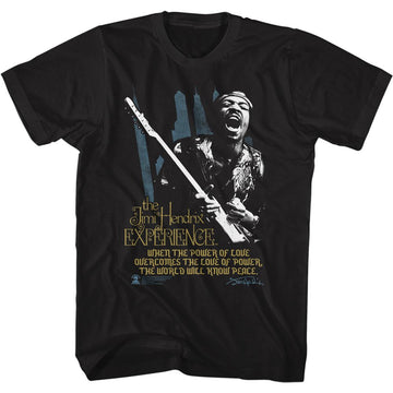 Jimi Hendrix-Power Of Love-Black Adult S/S T-Shirt - Black