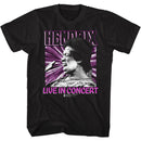 Jimi Hendrix-Live In Concert-Black Adult S/S T-Shirt - Black