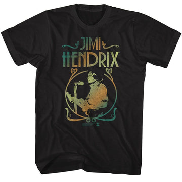 Jimi Hendrix Gradient Circle Black Adult S/S T-Shirt - Black