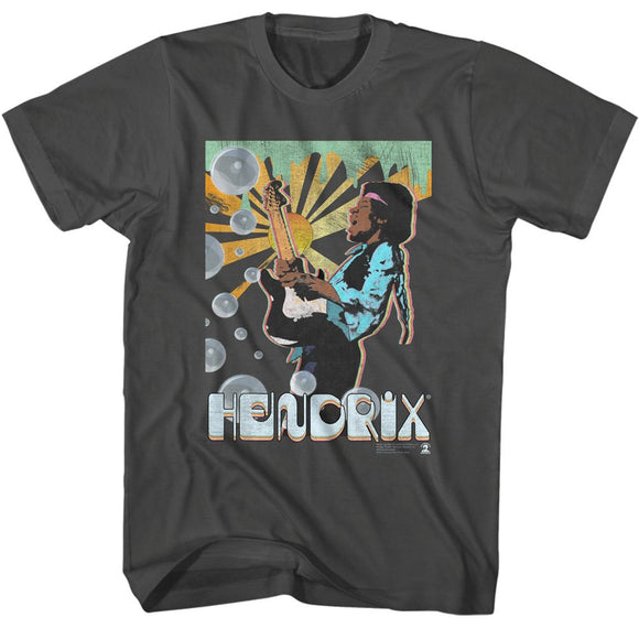 Jimi Hendrix-Jimi Hendrix Bubbles-Smoke Adult S/S T-Shirt - Smoke
