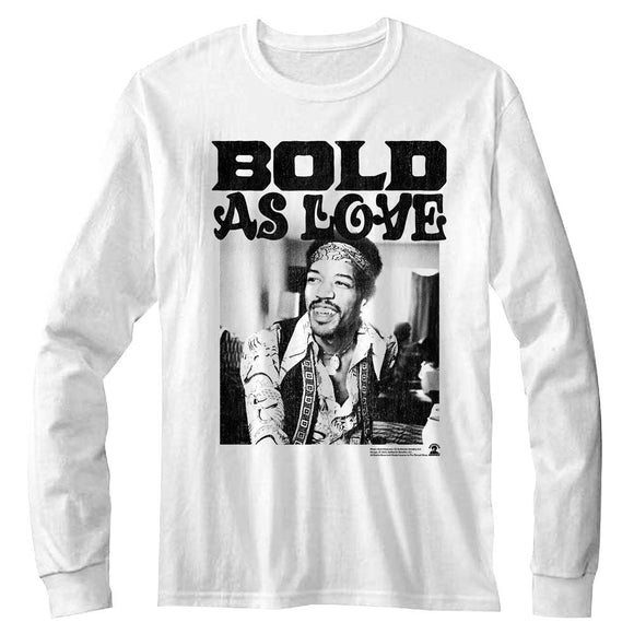 Jimi Hendrix-Jimi Hendrix Bold-White Adult L/S T-Shirt - White