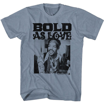 Jimi Hendrix-Jimi Hendrix Bold-Vintage Indigo Heather Adult S/S T-Shirt - Indigo Heather
