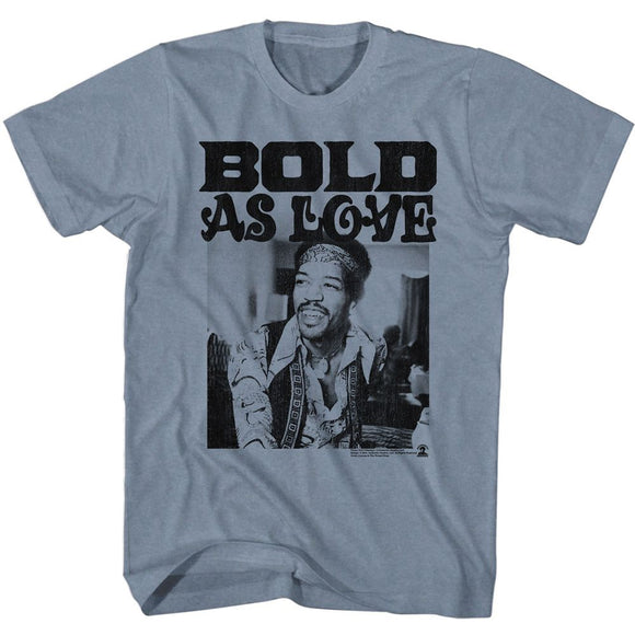 Jimi Hendrix-Jimi Hendrix Bold-Vintage Indigo Heather Adult S/S T-Shirt - Indigo Heather