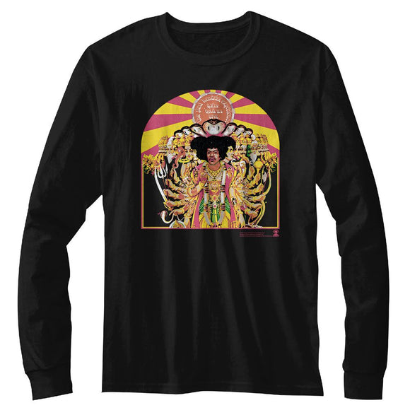 Jimi Hendrix-Jimi Hendrix Axis Cover-Black Adult L/S T-Shirt - Black
