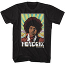 Jimi Hendrix-Jimi Hendrix Psychadelic Card-Black Adult S/S T-Shirt - Black