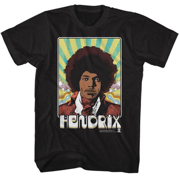 Jimi Hendrix-Jimi Hendrix Psychadelic Card-Black Adult S/S T-Shirt - Black