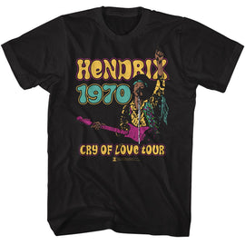 Jimi Hendrix-Jimi Hendrix Cry Of Love Tour-Black Adult S/S T-Shirt - Black