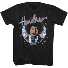 Jimi Hendrix-Jimi Hendrix Psychadelic Circle-Black Adult S/S T-Shirt - Black