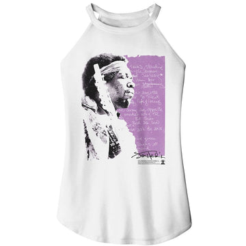 Jimi Hendrix-Jimi Hendrix Handwritten Lyrics-White Ladies Sleeveless Rocker Tank-S - White