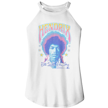Jimi Hendrix-Jimi Hendrix Pastel Both Sides-White Ladies Sleeveless Rocker Tank-S - White