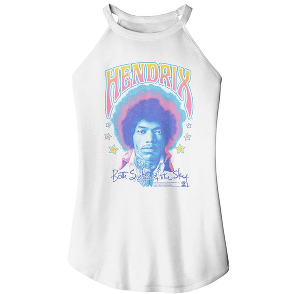 Jimi Hendrix-Jimi Hendrix Pastel Both Sides-White Ladies Sleeveless Rocker Tank-S - White