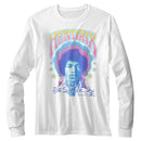 Jimi Hendrix-Jimi Hendrix Pastel Both Sides Of The Sky-White Adult L/S T-Shirt - White