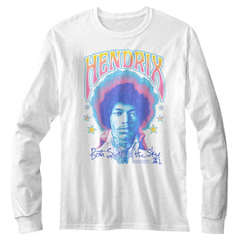 Jimi Hendrix-Jimi Hendrix Pastel Both Sides Of The Sky-White Adult L/S T-Shirt - White