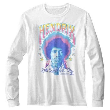 Jimi Hendrix-Jimi Hendrix Pastel Both Sides Of The Sky-White Adult L/S T-Shirt - White