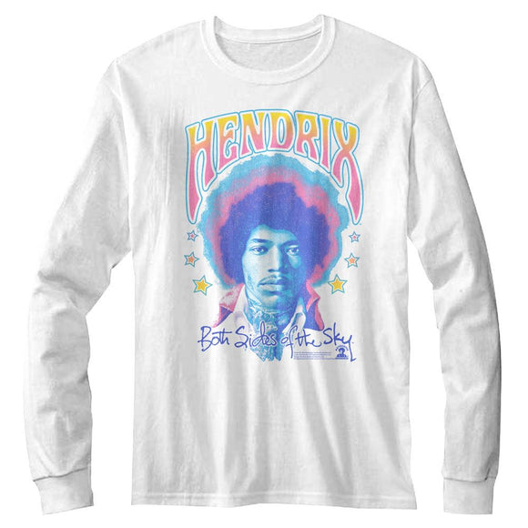 Jimi Hendrix-Jimi Hendrix Pastel Both Sides Of The Sky-White Adult L/S T-Shirt - White