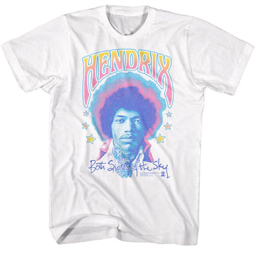 Jimi Hendrix-Jimi Hendrix Pastel Both Sides-White Adult S/S T-Shirt - White