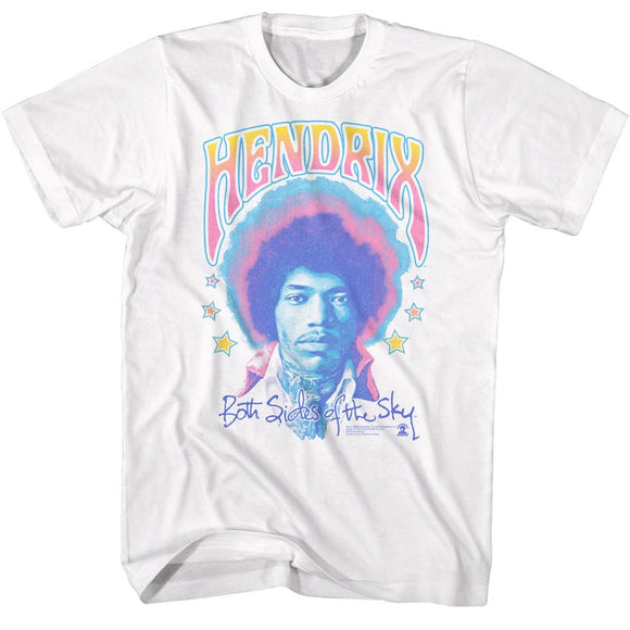 Jimi Hendrix-Jimi Hendrix Pastel Both Sides-White Adult S/S T-Shirt - White