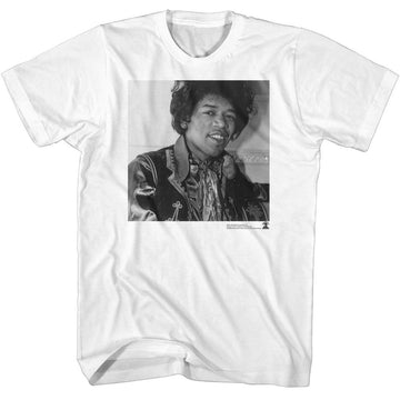 Jimi Hendrix-Jimi Hendrix Bw Smilin-White Adult S/S T-Shirt - White
