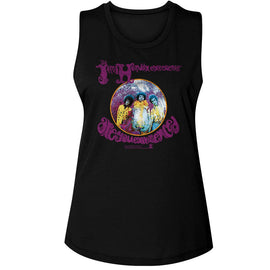 Jimi Hendrix-Jimi Hendrix Experienced Circle-Black Ladies Muscle Tank-S - Black
