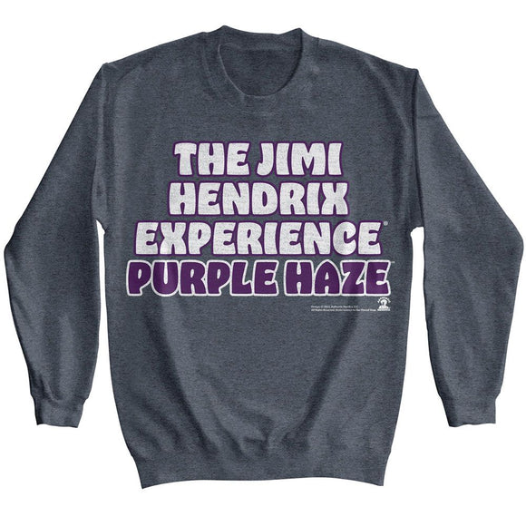Jimi Hendrix-Jimi Hendrix Purple Haze-Dark Heather Adult L/S Sweatshirt-S - Dark Heather