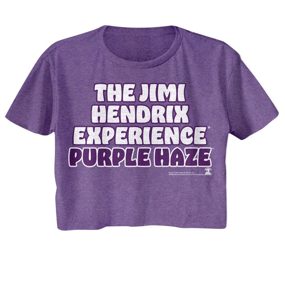 Jimi Hendrix-Jimi Hendrix Purple Haze-Purple Heather Ladies S/S Festival Cali Crop-S - Purple Heather